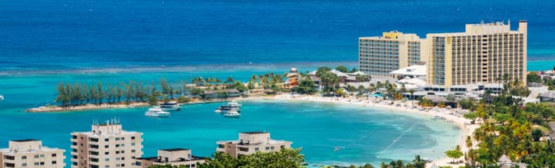 aerial view of Ocho Rios and bay